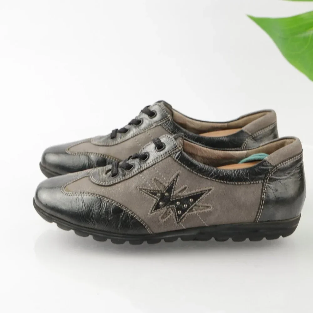 Waldlaufer Womens Henni Oxford Size 6‎ Gray Silver Lace Up Shoe Casual Comfy